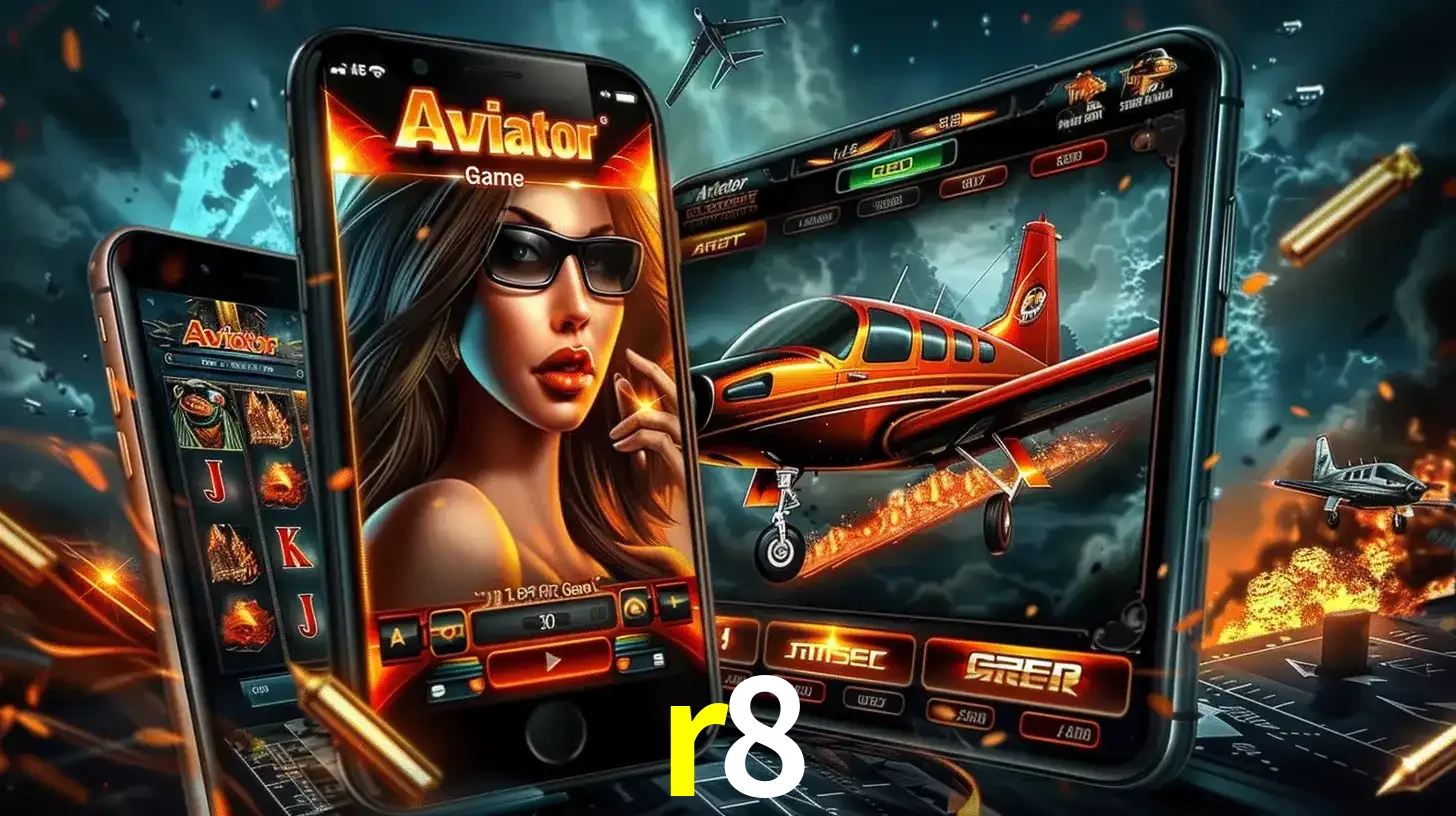 O popular jogo de apostas Aviator exibido em vários celulares e tablets, mostrando a interface emocionante e a ação de voo disponíveis para jogar agora no r8.
