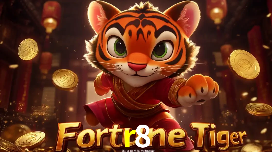 O carismático mascote do jogo de slot Fortune Tiger, um tigre fofo em pose de artes marciais, pronto para trazer sorte e multiplicadores de ganhos no cassino online r8.